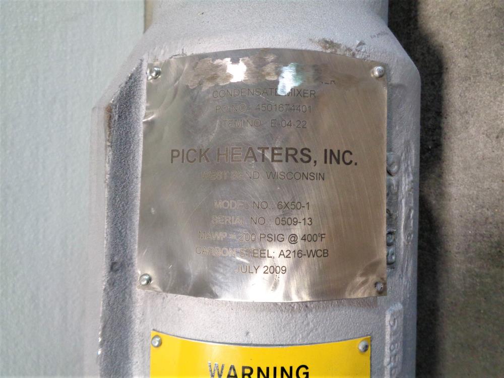 Pick Heaters 4" 150# Condensate Mixer, Carbon Steel, 6X50-1